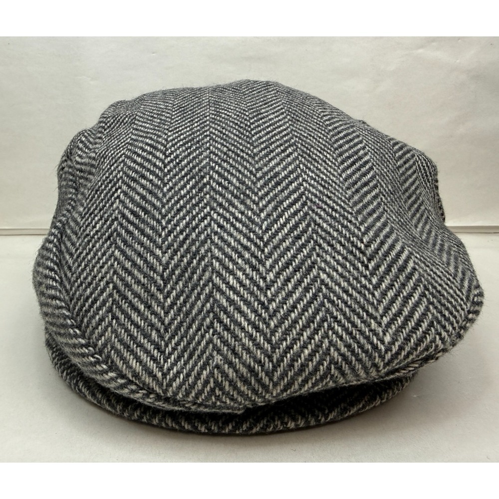 VTG Dorfman Pacific Wool Blend Hat Newsboy Herringbone Gray Black Sz Small